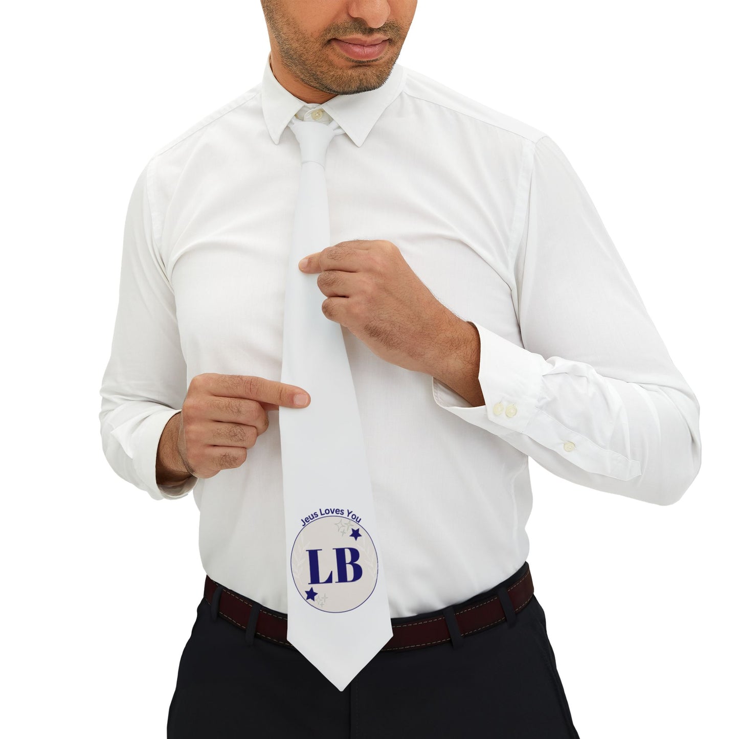 'Jesus Loves You' White Necktie – LB Crest