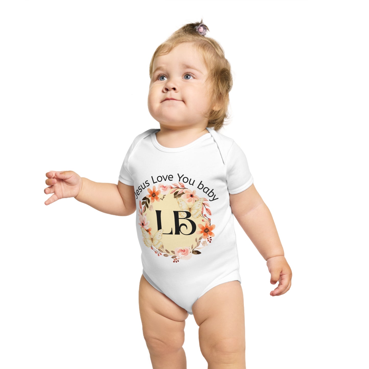Baby Bodysuit - "Jesus Love You Baby" Floral Monogram Onesie