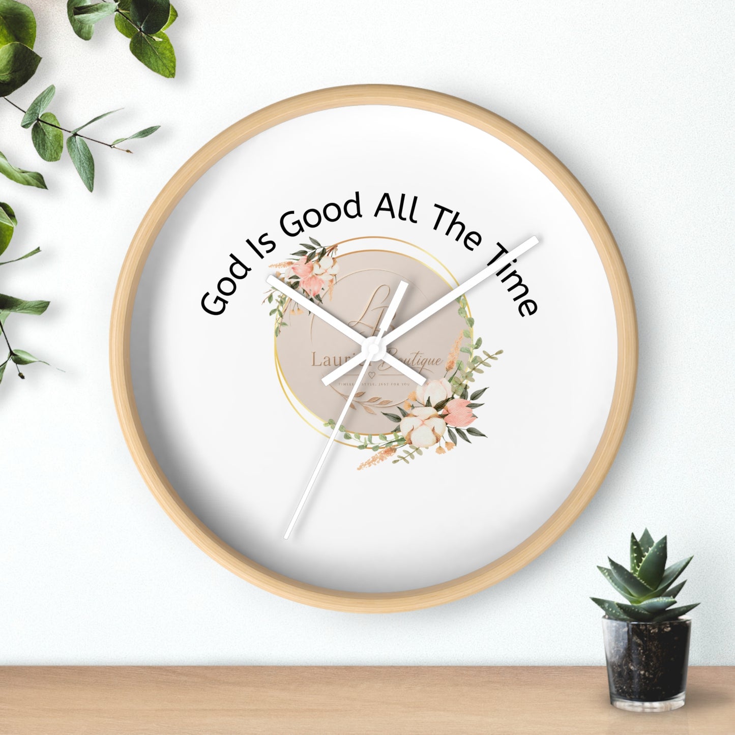 Wall Clock — "God Is Good All The Time" Floral Christian Wall Clock