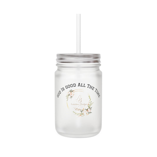 God Is Good All The Time Mason Jar Tumbler – Floral Faith Mason Jar with Straw