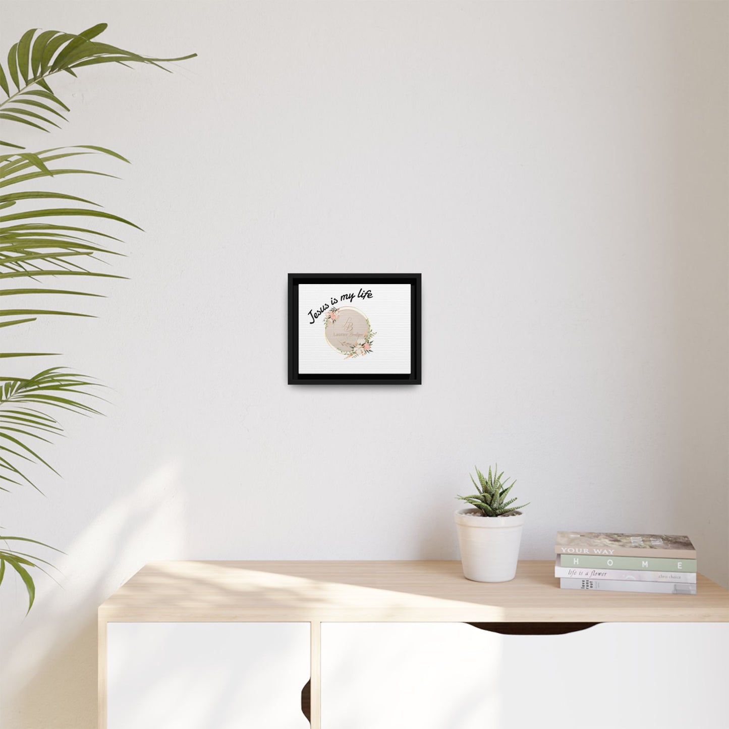 Framed Matte Canvas - "Jesus is My Life" Floral Wall Art