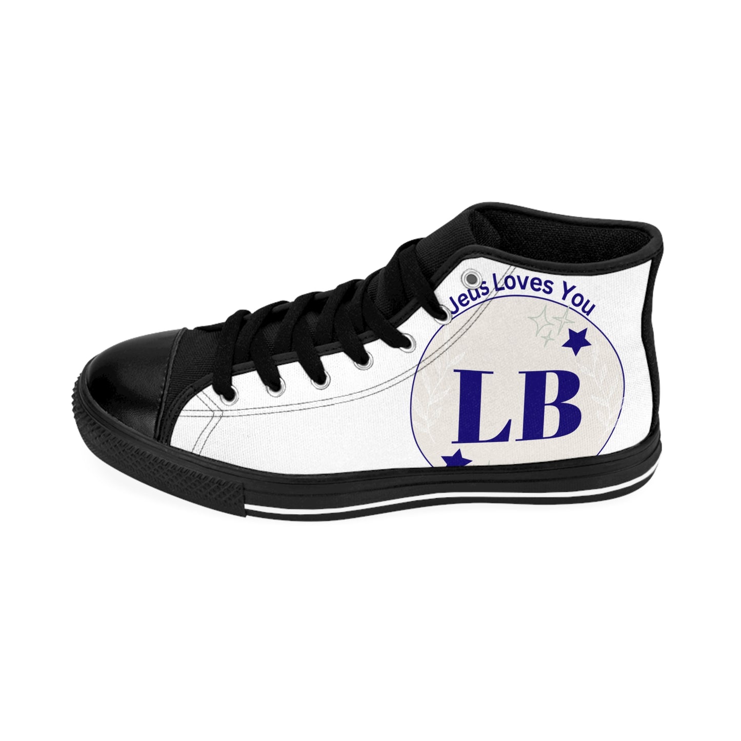 Men's Classic High-Top Sneakers - 'LB' Logo Casual Canvas Shoes
