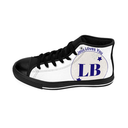 Men's Classic High-Top Sneakers - 'LB' Logo Casual Canvas Shoes