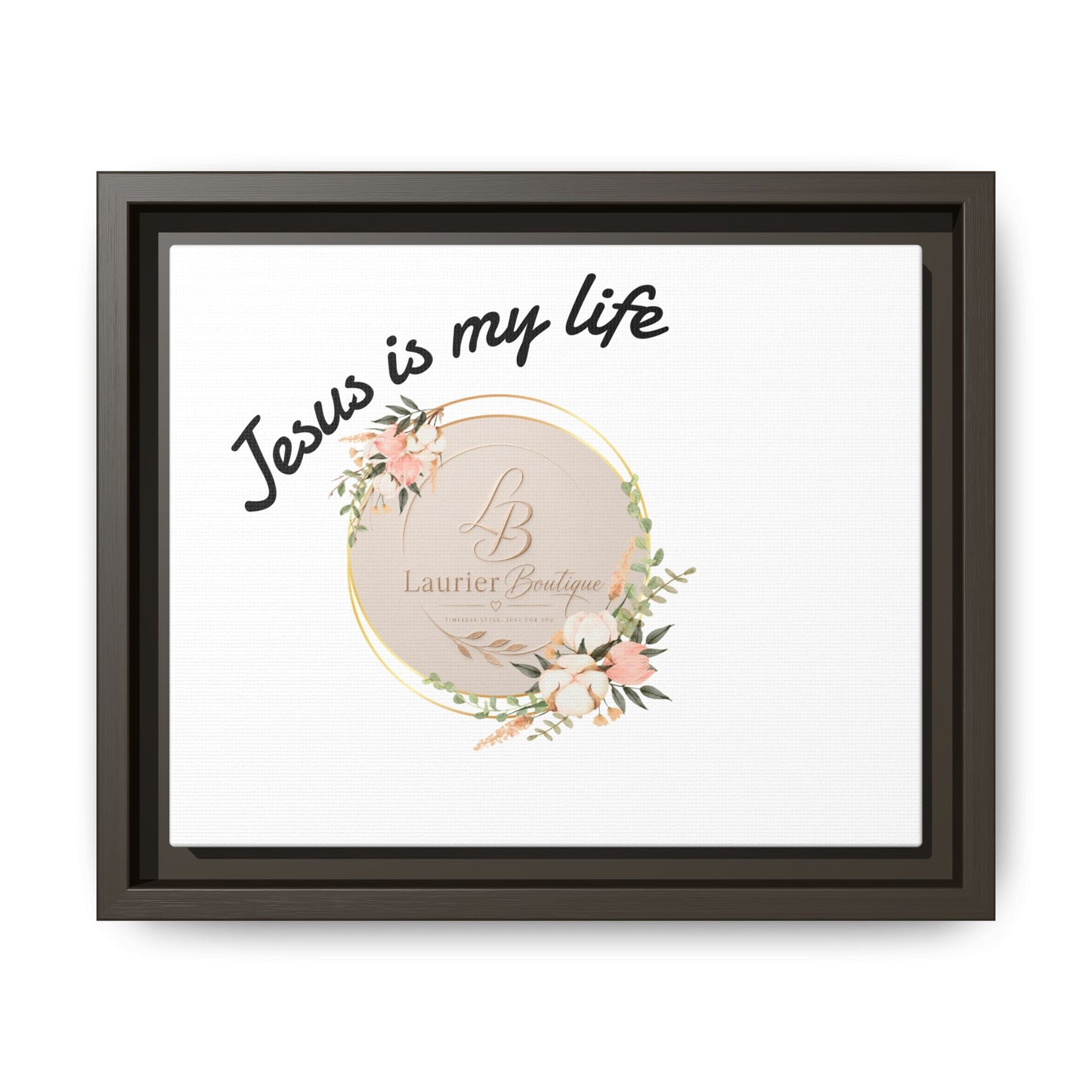 Framed Matte Canvas - "Jesus is My Life" Floral Wall Art