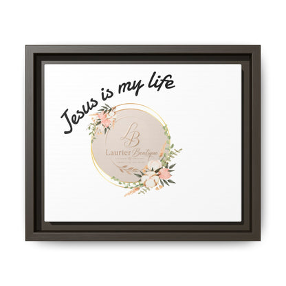 Framed Matte Canvas - "Jesus is My Life" Floral Wall Art