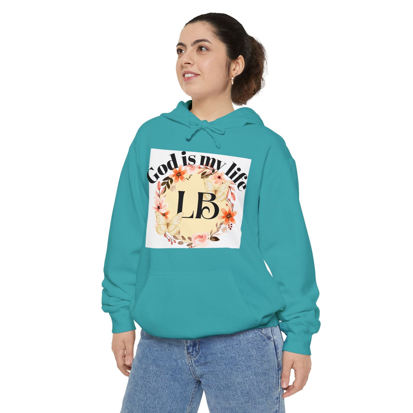 Christian Floral Hoodie — "God is my life" Monogram Sweatshirt