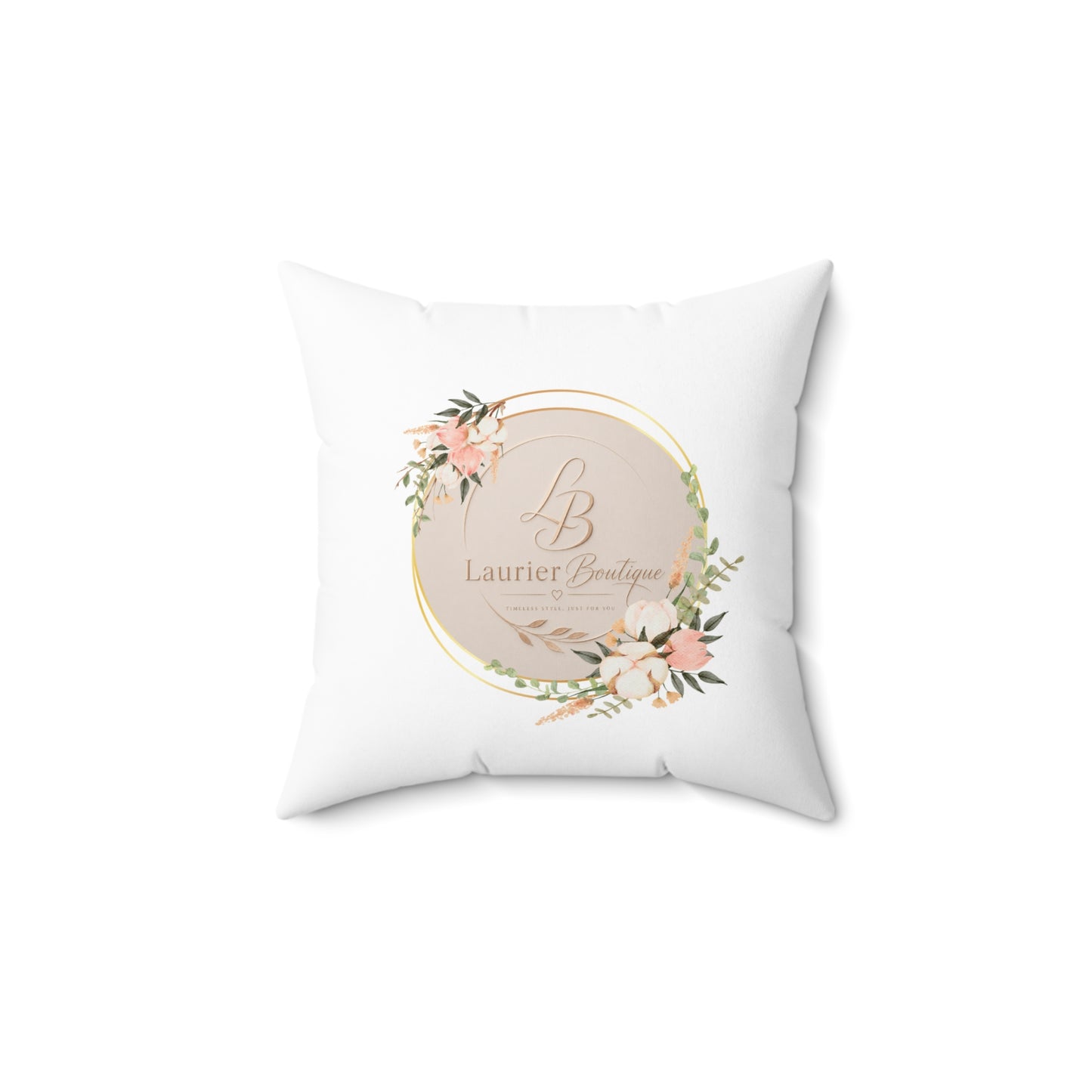 Square Pillow — "God Is My Life" Floral Logo Decorative Throw Pillow