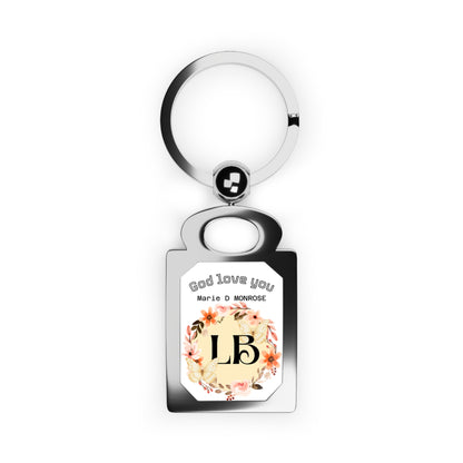 Personalized Floral Monogram Photo Keyring