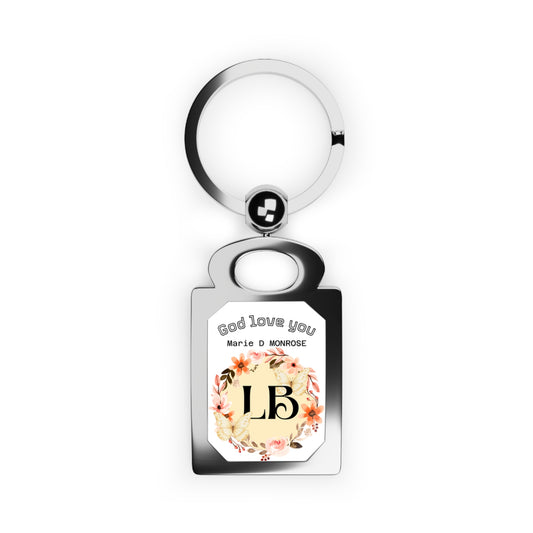 Personalized Floral Monogram Photo Keyring