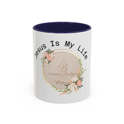 Jesus Is My Life Floral Accent Coffee Mug
