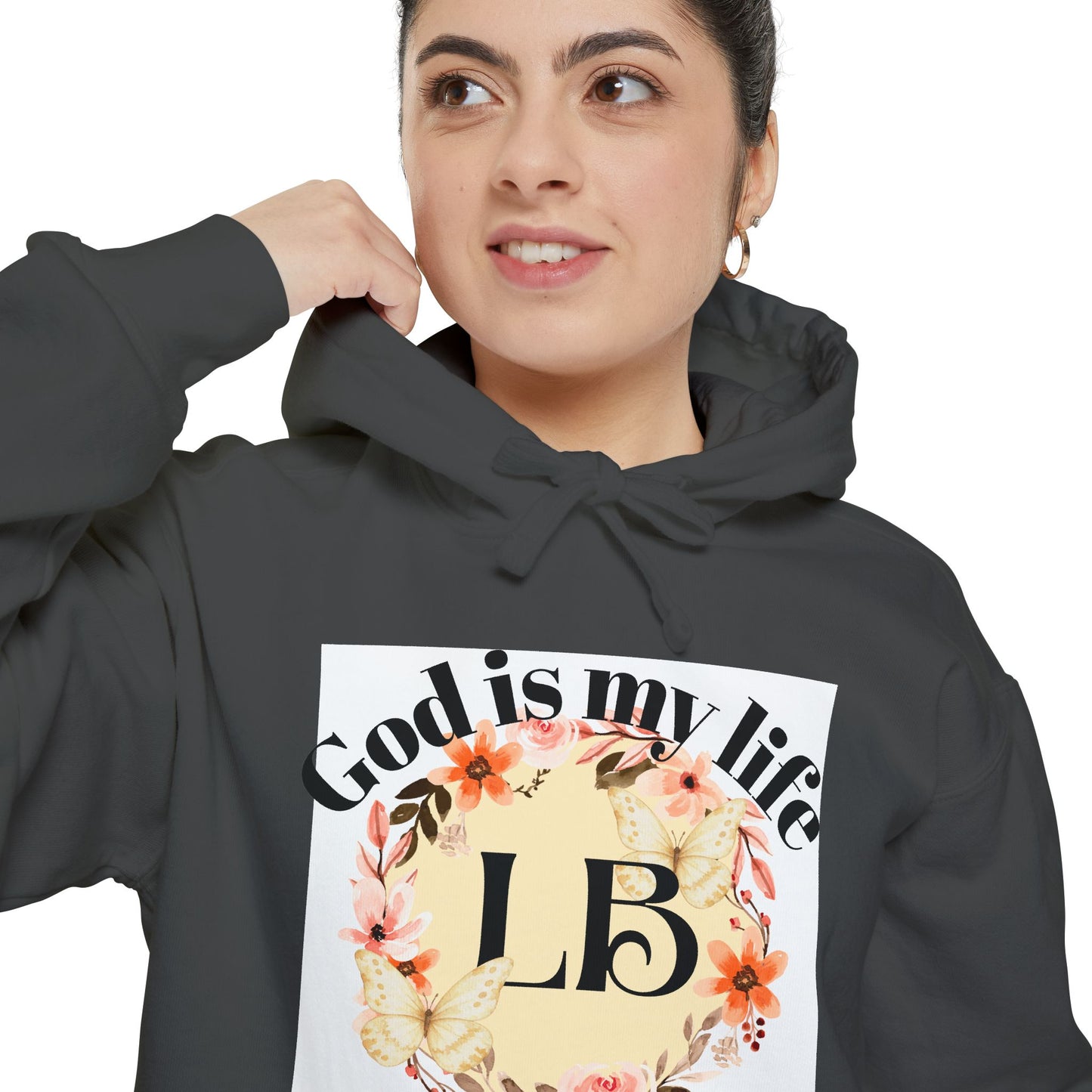 Christian Floral Hoodie — "God is my life" Monogram Sweatshirt