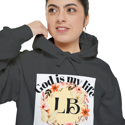 Christian Floral Hoodie — "God is my life" Monogram Sweatshirt