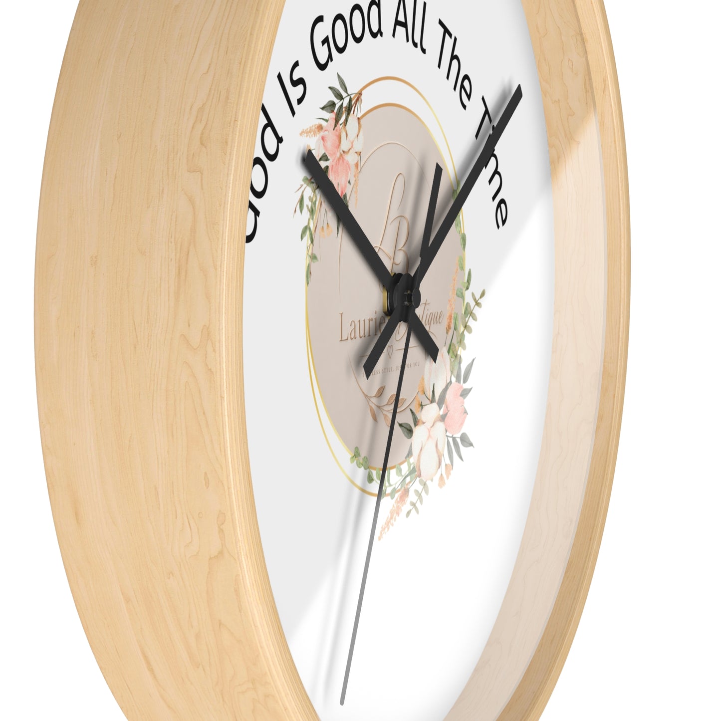 Wall Clock — "God Is Good All The Time" Floral Christian Wall Clock