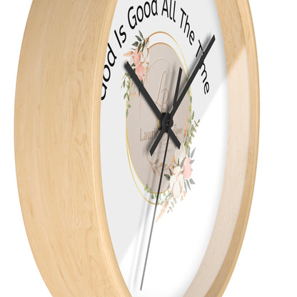 Wall Clock — "God Is Good All The Time" Floral Christian Wall Clock