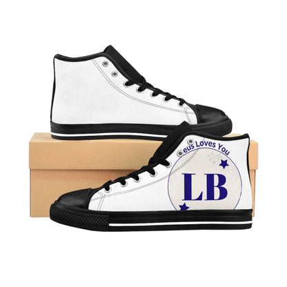 Men's Classic High-Top Sneakers - 'LB' Logo Casual Canvas Shoes