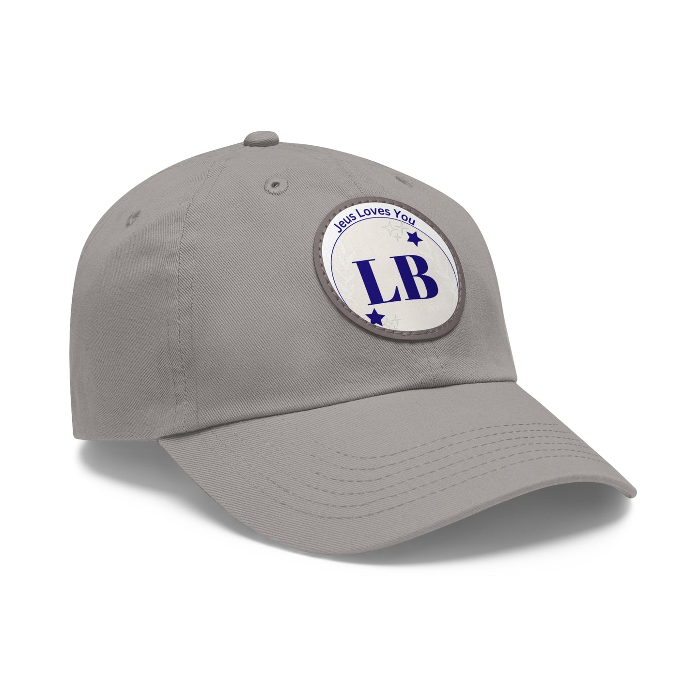 Round Leather Patch Dad Hat — "LB" Logo with "Jesus Loves You" Accent