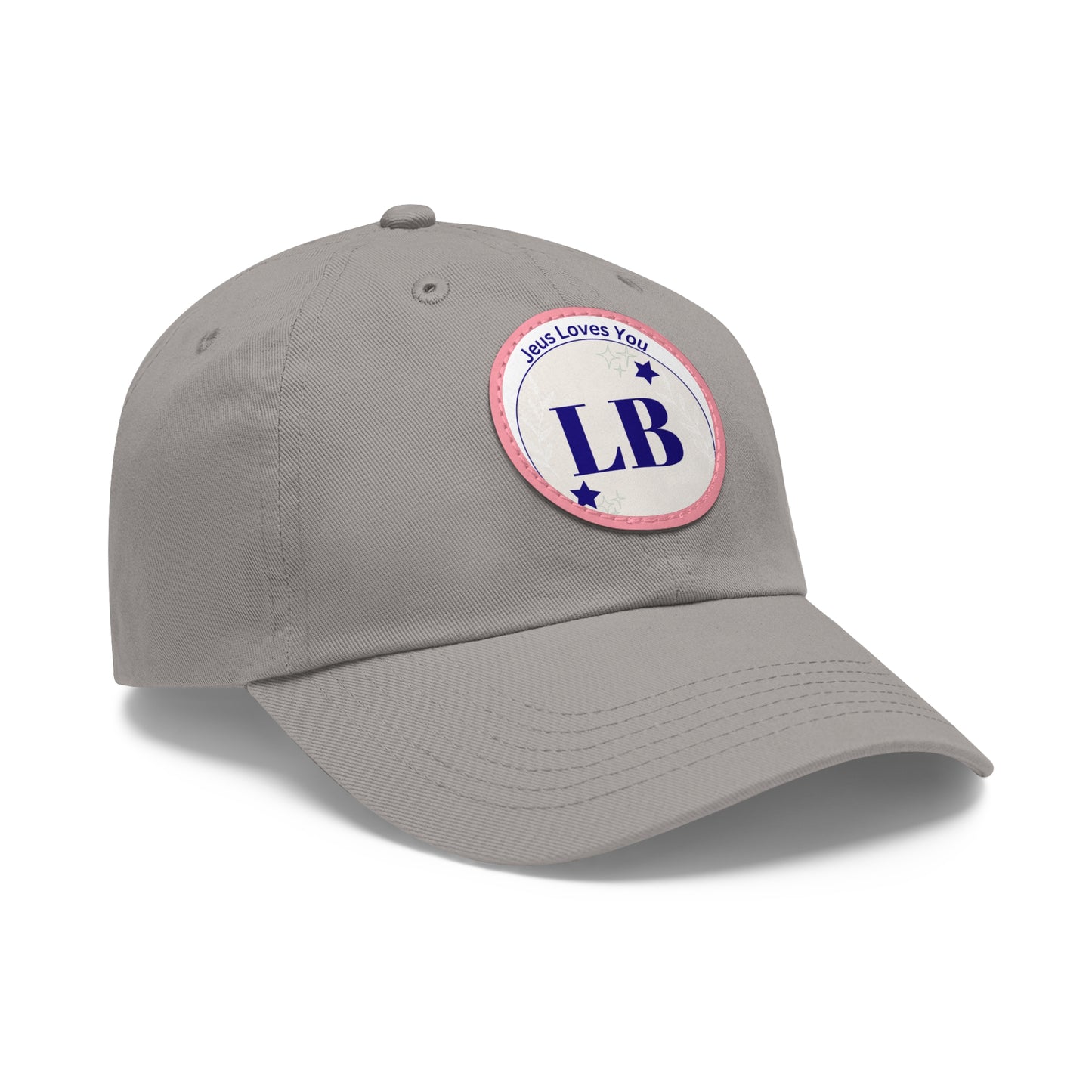 Round Leather Patch Dad Hat — "LB" Logo with "Jesus Loves You" Accent