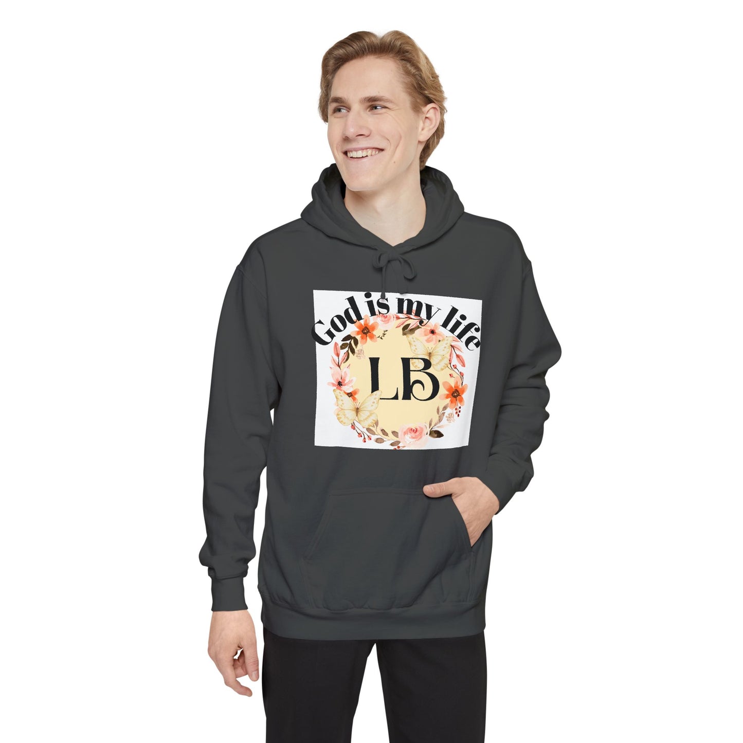 Christian Floral Hoodie — "God is my life" Monogram Sweatshirt