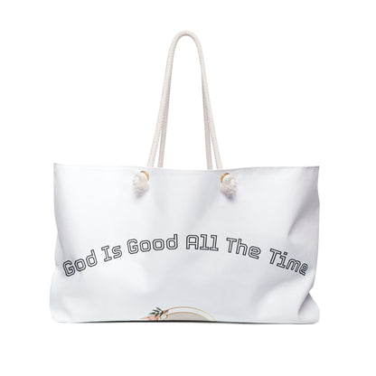 Weekender Bag - "God Is Good All The Time" Floral Canvas Travel Tote