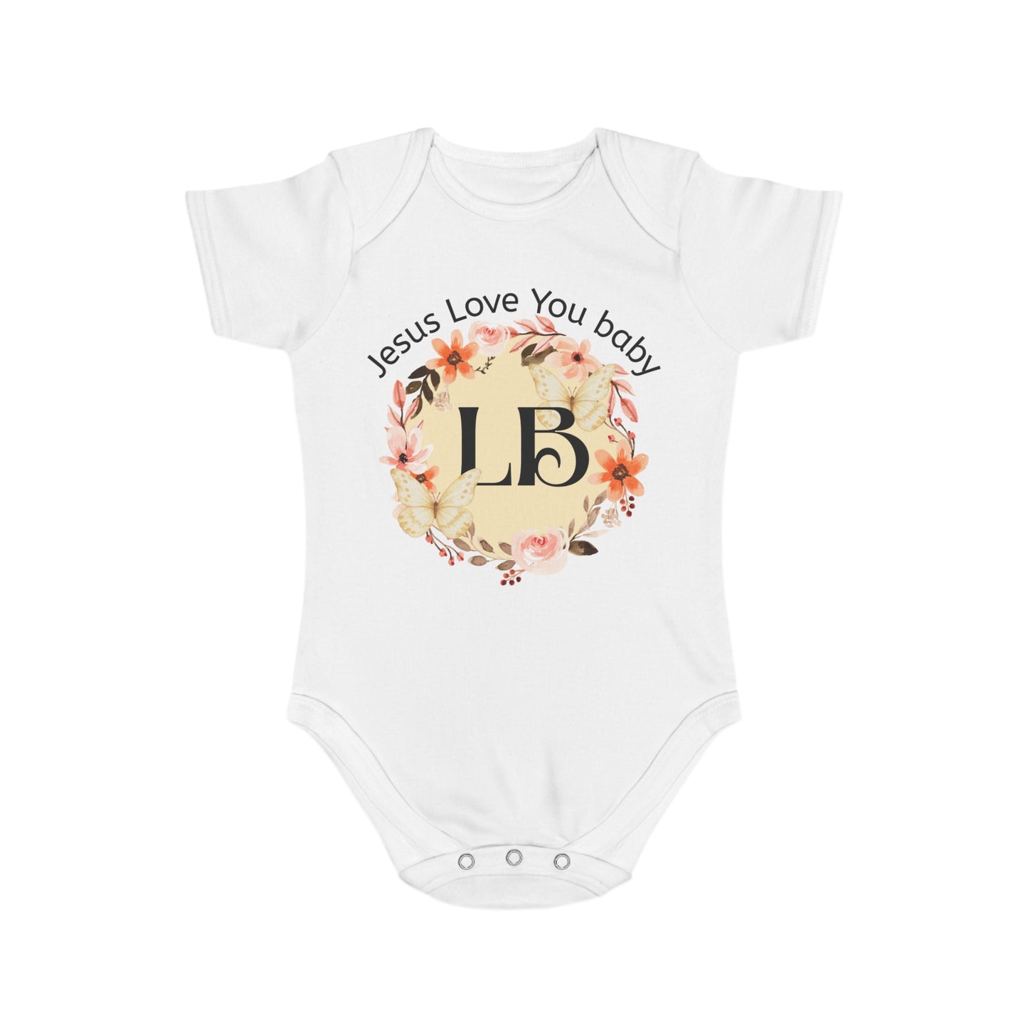 Baby Bodysuit - "Jesus Love You Baby" Floral Monogram Onesie