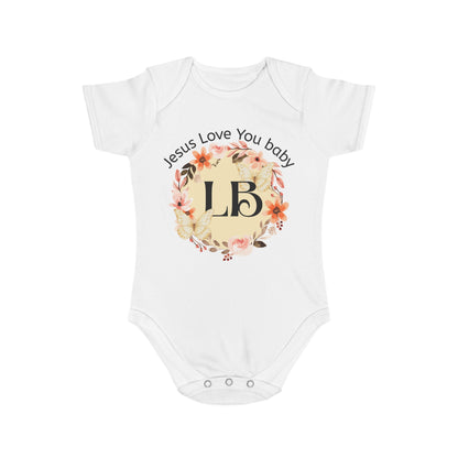 Baby Bodysuit - "Jesus Love You Baby" Floral Monogram Onesie