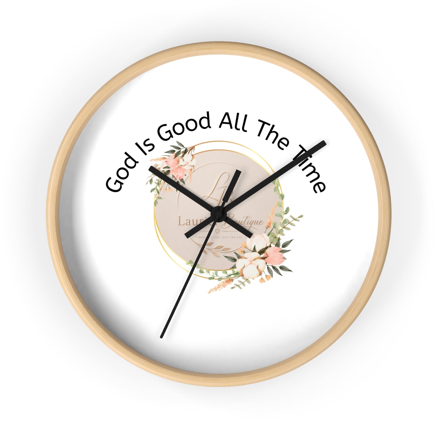 Wall Clock — "God Is Good All The Time" Floral Christian Wall Clock