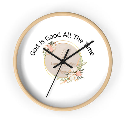 Wall Clock — "God Is Good All The Time" Floral Christian Wall Clock