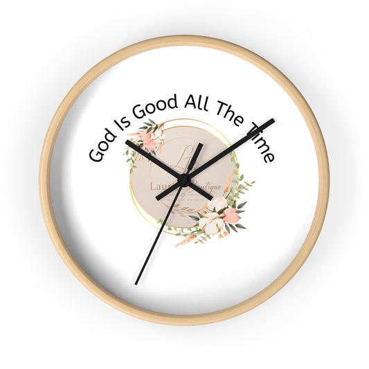 Wall Clock — "God Is Good All The Time" Floral Christian Wall Clock