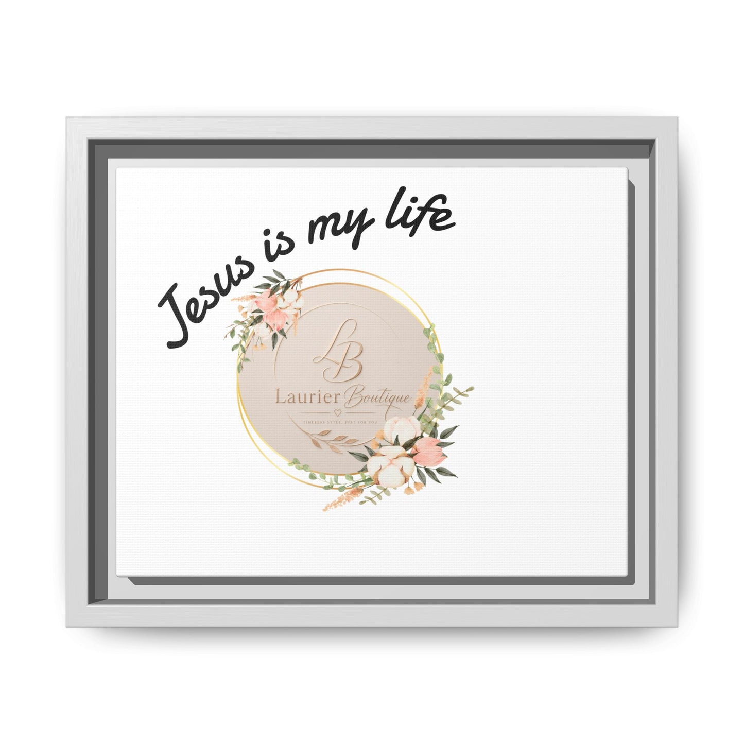 Framed Matte Canvas - "Jesus is My Life" Floral Wall Art