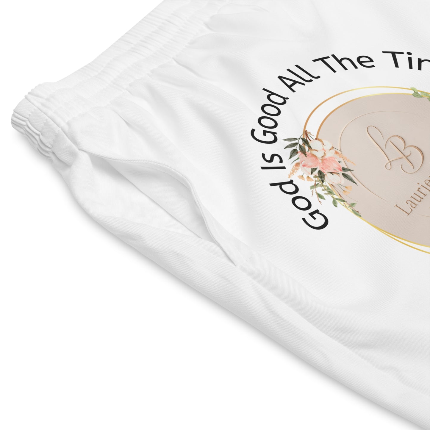Beach Shorts — "God Is Good All The Time" Floral Faith Swim Trunks