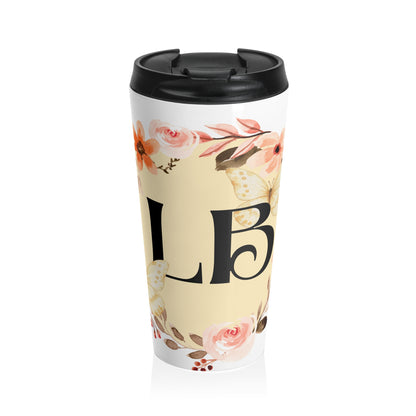 Personalized Floral Travel Mug, Stainless Steel Tumbler