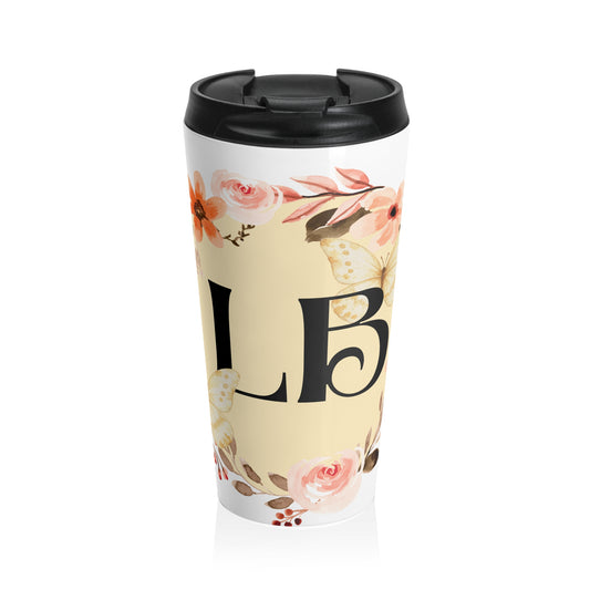 Personalized Floral Travel Mug, Stainless Steel Tumbler