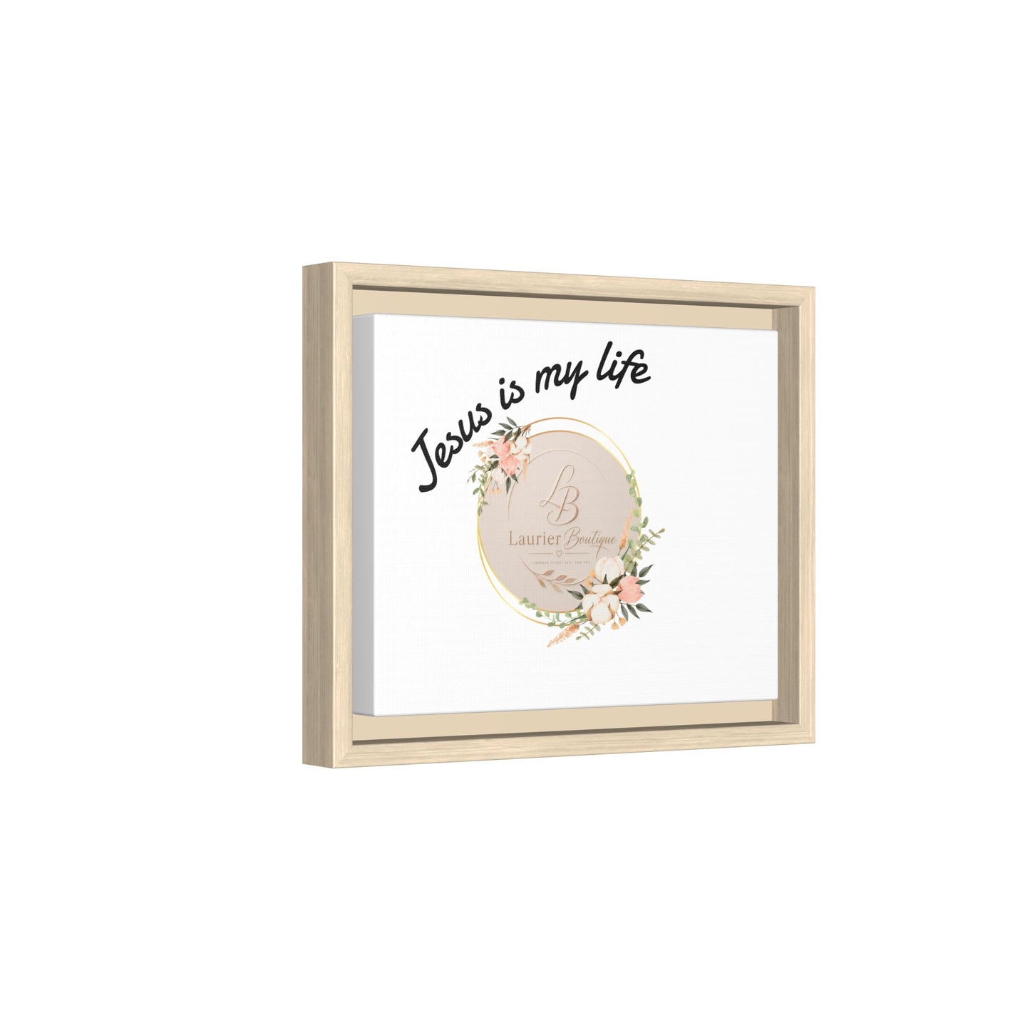 Framed Matte Canvas - "Jesus is My Life" Floral Wall Art