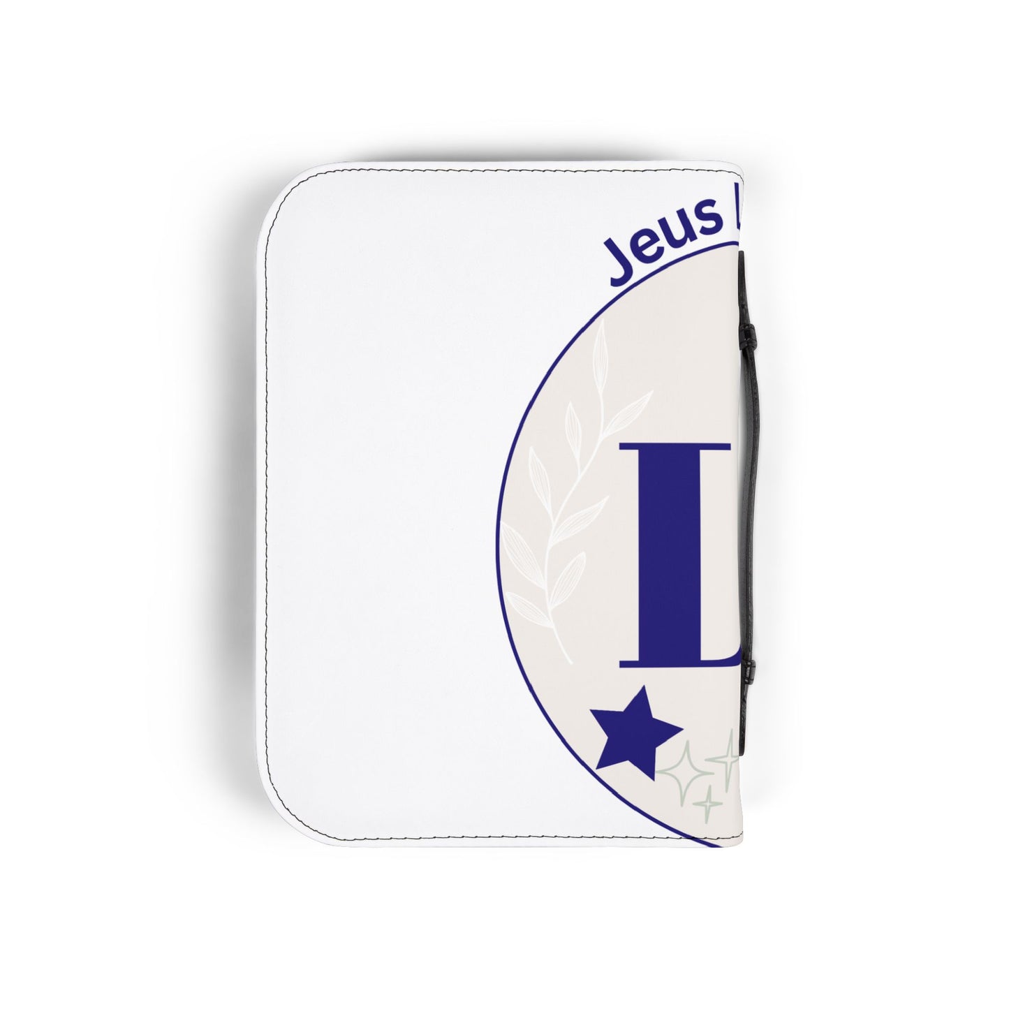 'Jesus Loves You' Bible Cover – Navy & White Monogram