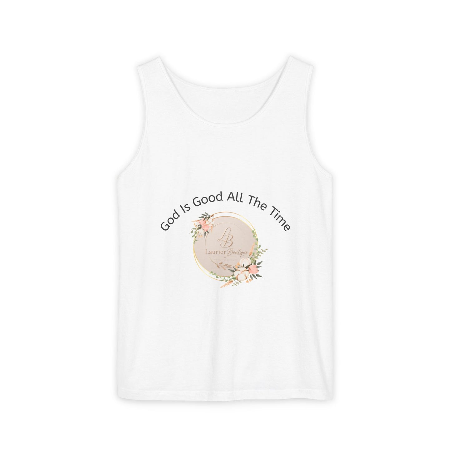 Christian Floral Tank Top — "God Is Good All The Time"