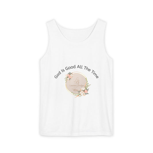 Christian Floral Tank Top — "God Is Good All The Time"