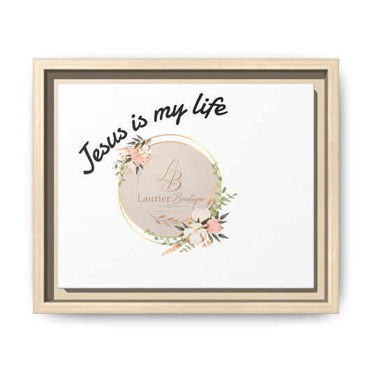 Framed Matte Canvas - "Jesus is My Life" Floral Wall Art
