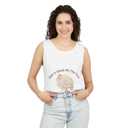 Christian Floral Tank Top — "God Is Good All The Time"