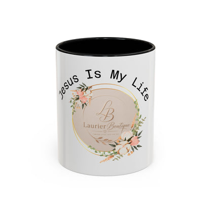 Jesus Is My Life Floral Accent Coffee Mug