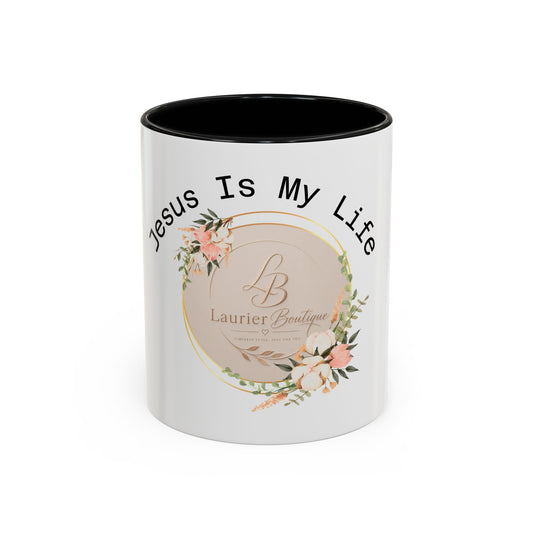 Jesus Is My Life Floral Accent Coffee Mug