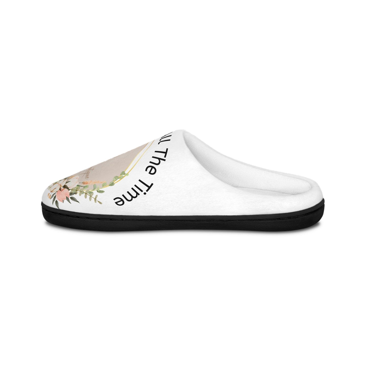 Men's Indoor Slippers — Floral Monogram 'God Is Good All The Time' Comfort Slides