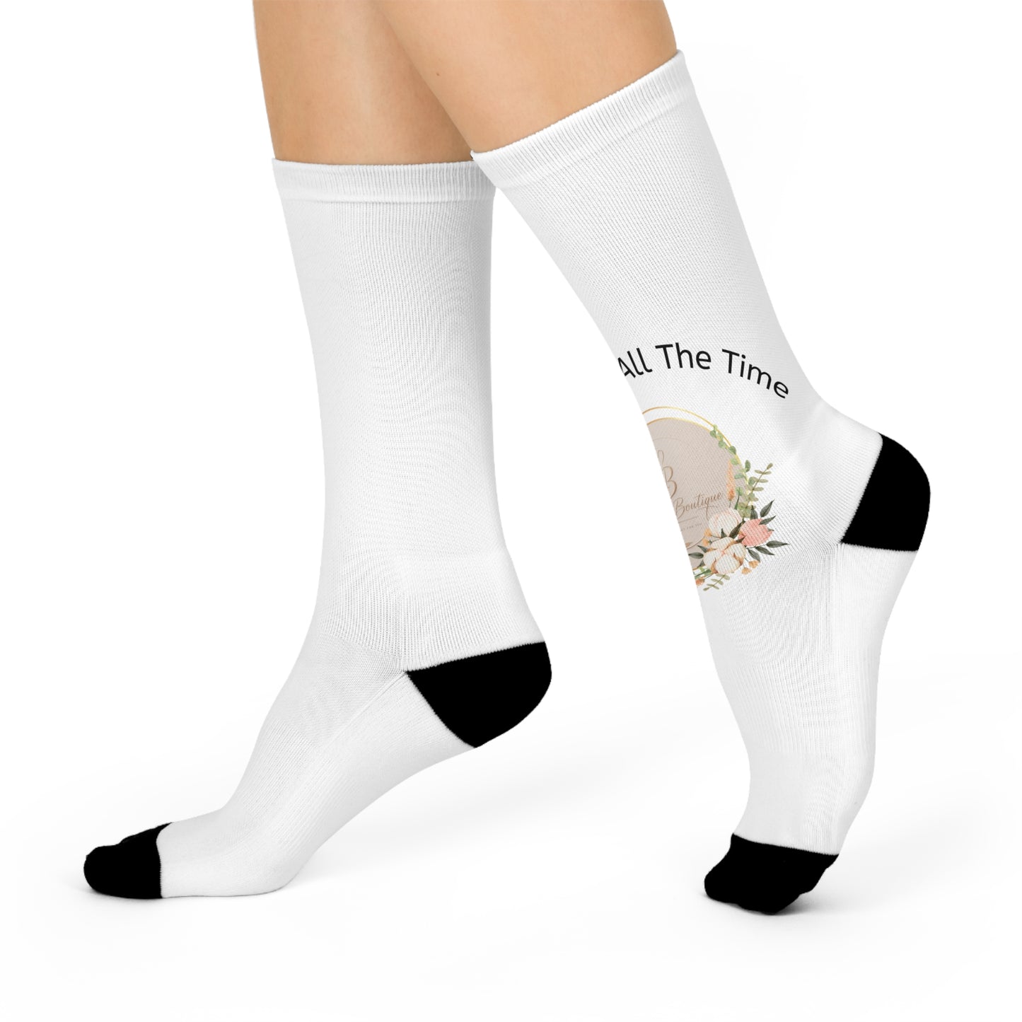 Cushioned Crew Socks — "Good All The Time" Floral Comfort Crew