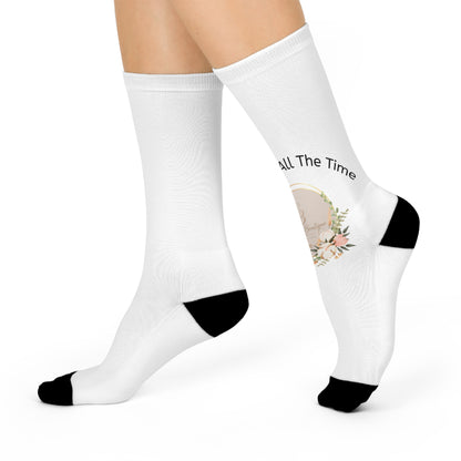 Cushioned Crew Socks — "Good All The Time" Floral Comfort Crew