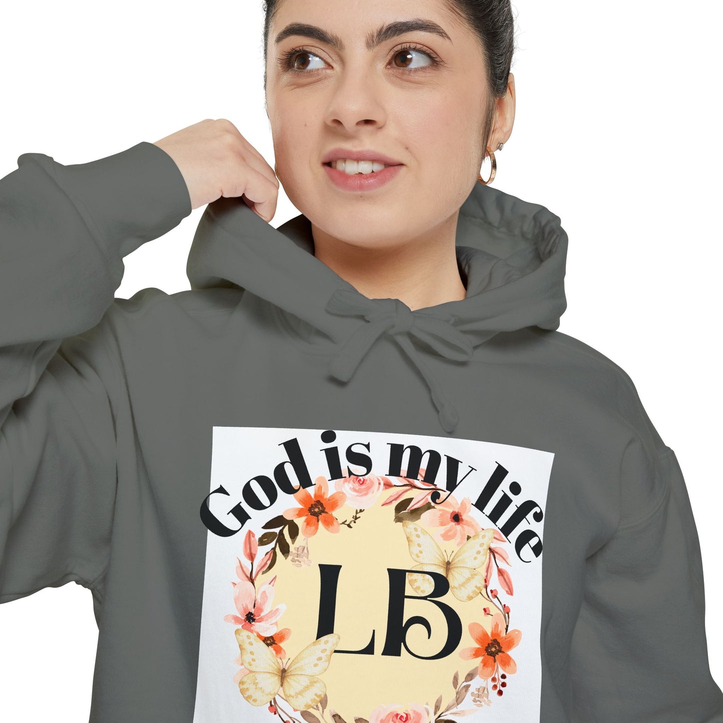 Christian Floral Hoodie — "God is my life" Monogram Sweatshirt