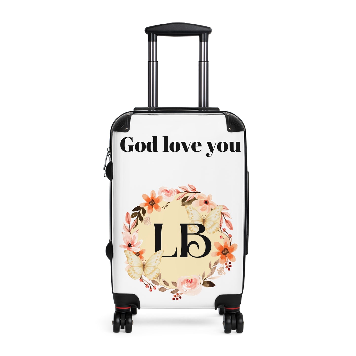 God Love You Floral Monogram Suitcase