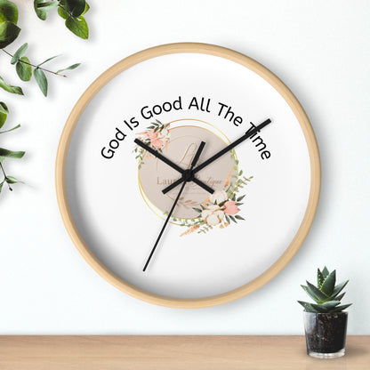 Wall Clock — "God Is Good All The Time" Floral Christian Wall Clock