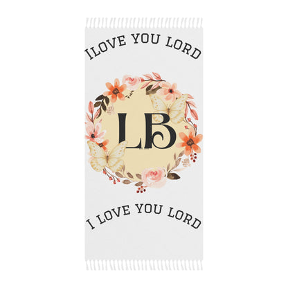 Boho Beach Towel – "I Love You Lord" Floral Monogram