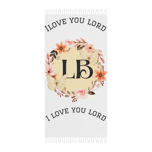 Boho Beach Towel – "I Love You Lord" Floral Monogram