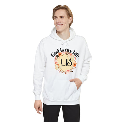 Christian Floral Hoodie — "God is my life" Monogram Sweatshirt