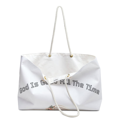 Weekender Bag - "God Is Good All The Time" Floral Canvas Travel Tote